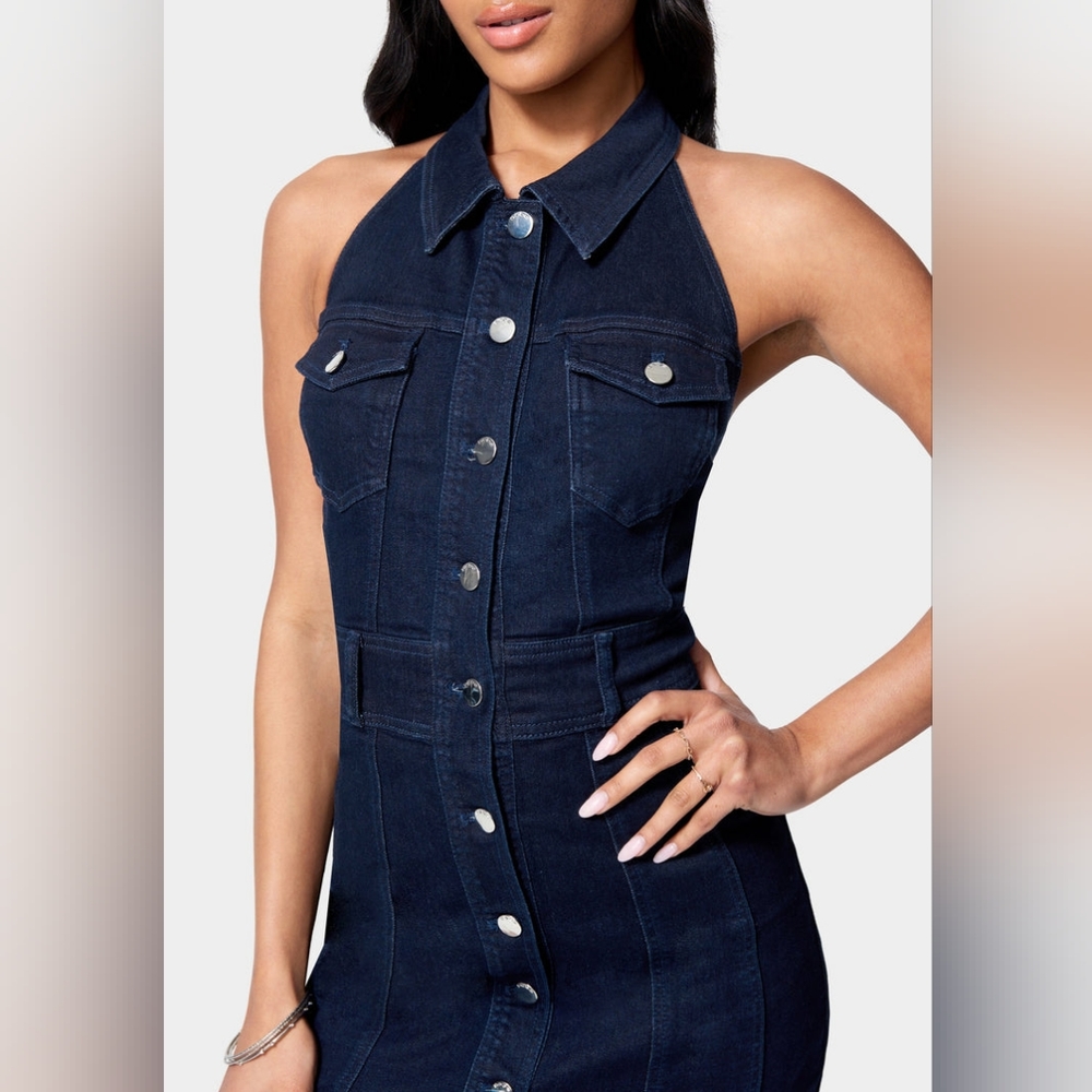 Halter Denim stretch dress
